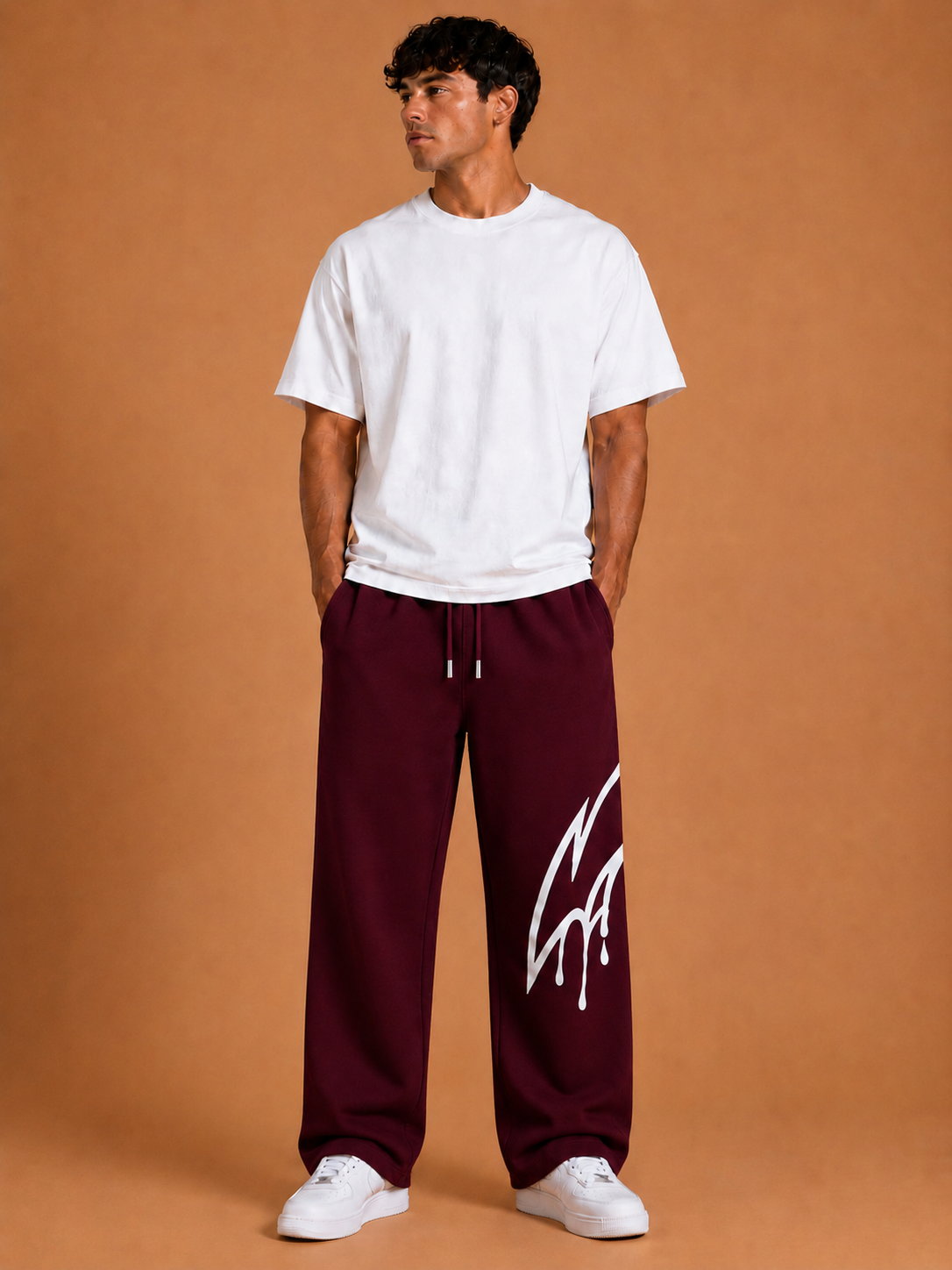 GASH ORIGIN Pants - Maroon / White