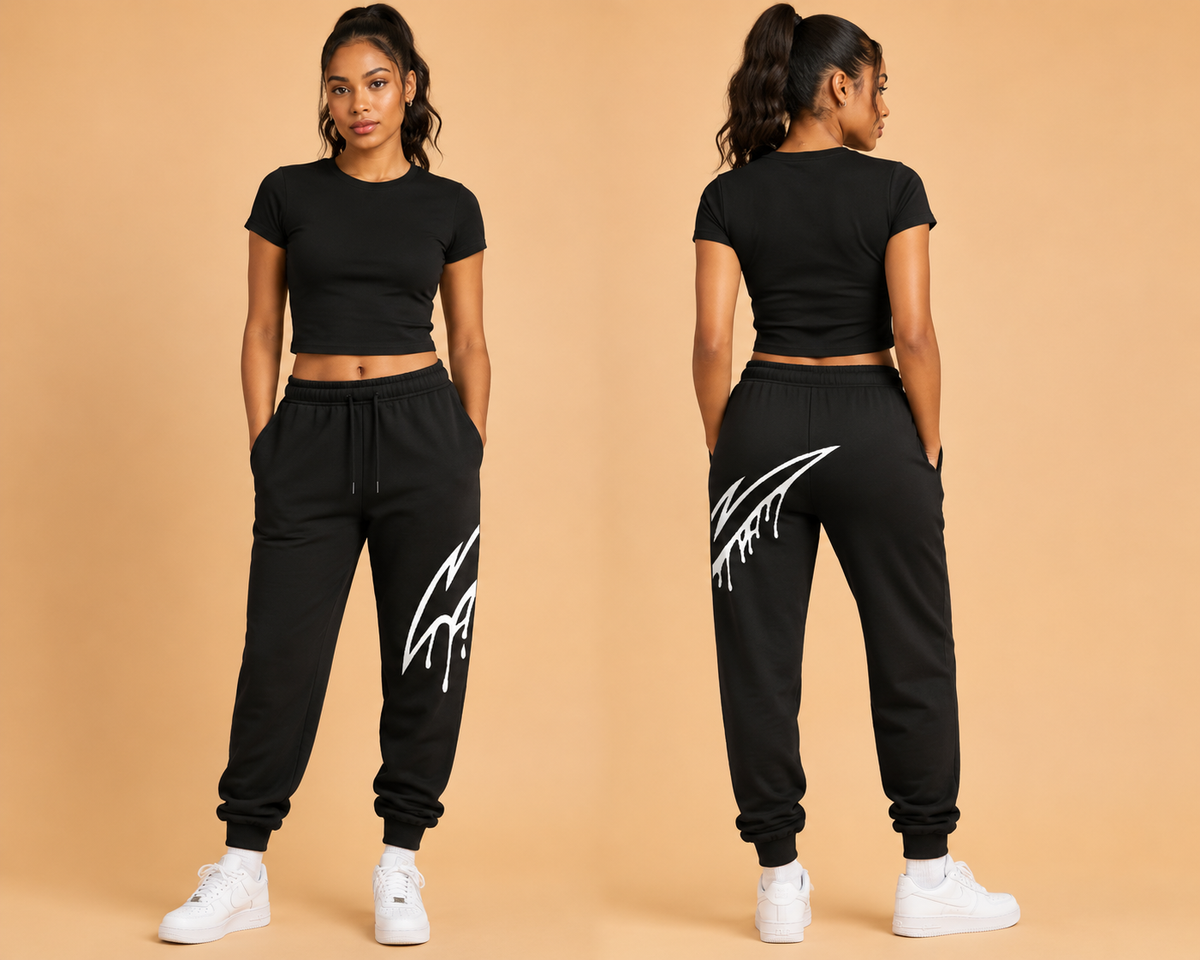 GASH PHANTOM French Terry Pants - Black / White